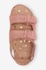 Pink Suede Standard Fit (F) Double Buckle Corkbed Sandals