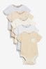 Neutral 5 Pack Short Sleeve Baby Bodysuits (0mths-3yrs)