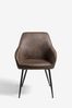 Set of 2 Monza Faux Leather Peppercorn Brown Hamilton Reverse Arm Dining Chairs