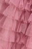Soft Pink Tiered Tulle Mesh Midi Skirt (3-16yrs)