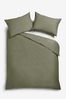 Green Olive Cotton Rich Plain Duvet Cover and Pillowcase Set