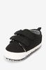 Black Two Strap Baby Pram Shoes (0-24mths)