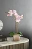 Pink Artificial Real Touch Orchid In Gold Glass Pot