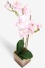 Pink Artificial Real Touch Orchid In Gold Glass Pot