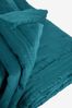 Teal Blue Sateen Quilted Bedspread