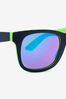 Lime Green/ Black gradient rectangle-frame sunglasses Nero