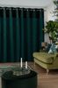 Bottle Green Velvet Quilted Hamilton Top Panel Eyelet Blackout/Thermal Curtains