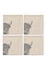 The Linen Table 4 Pack Natural Highland Cow Linen Napkins