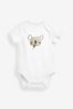 White Safari Character 5 Pack Short Sleeve Baby Bodysuits