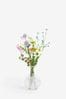 Pink/White Artificial Flowers In Glass Vase