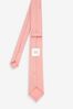 Apricot Pink Slim Silk Tie And Pocket Square Set