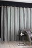 Teal Green Metallic Stripe Eyelet Lined Lined Curtains