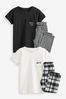 Black/White Check Atelier-lumieresShops Woven Jogger Pyjamas 2 Pack (3-16yrs)