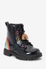 Navy Blue Rainbow Standard Fit (F) Warm Lined Lace-Up Boots