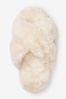 Cream Recycled Faux Fur Slider Slippers