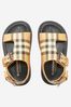 Kids Leather Check Buckled Sandals in Beige