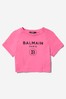 Girls Pink Cotton Logo T-Shirt