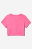 Girls Pink Cotton Logo T-Shirt