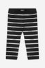 Baby Boys Black Cotton Striped Trousers