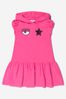 Girls Cotton Eyestar Jersey Hooded Dress in Pink