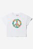 Girls Cotton Cropped Peace T-Shirt in White