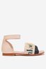 Girls Leather Branded Sandals in Pink