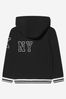 DKNY Boys Cotton Logo Zip Up Black Top