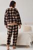 Neutral Check Matching Family Womens Cosy Fleece Pyjamas