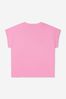 Girls Organic Cotton Logo Print T-Shirt in Pink