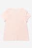 Girls Cotton Jersey Bow Print T-Shirt in Pink