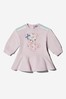 Baby Girls Cotton Teddy Bear Sweater Dress in Pink