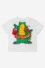 Baby Boys Cotton Jersey Crocodile T-Shirt in Ivory