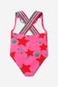 Girls Star Print Swimsuit With Tassels in Pink