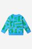 Baby Boys Cotton Fleece Crocodile Sweatshirt in Blue