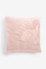 Blush Pink Long Faux Fur Square Cushion