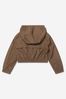 Girls All Over Logo Hooded Windbreaker Jacket in Brown