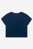 Girls Cotton Jersey Studded Logo T-Shirt in Navy