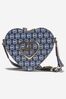 Girls Faux Leather All Over Logo Heart Bag in Navy