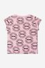 Girls Cotton Logo Circle Teddy Toy T-Shirt in Pink