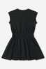Girls Cotton Sleeveless Logo Dress in Black