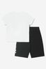 Boys Cotton Logo T-Shirt And Shorts Set in White