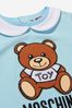 Baby Boys Cotton Teddy Toy Romper In A Gift Box in Blue