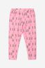 Baby Girls Cotton Teddy Toy Logo Leggings in Pink