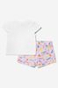 Baby Girls Cotton T-Shirt And Logo Shorts Set in Pink