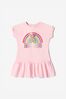 Baby Girls Cotton Rainbow Logo Dress in Pink