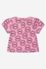 Baby Girls Cotton Logo Circle Teddy T-Shirt in Pink