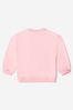 Baby Girls Cotton Teddy Toy Logo Sweatshirt  in Pink