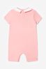 Baby Girls Cotton Teddy Toy Romper In A Gift Box in Pink
