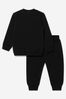Baby Unisex Cotton Teddy Toy Logo Tracksuit in Black