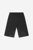Boys Cotton French Terry Logo Shorts in Black